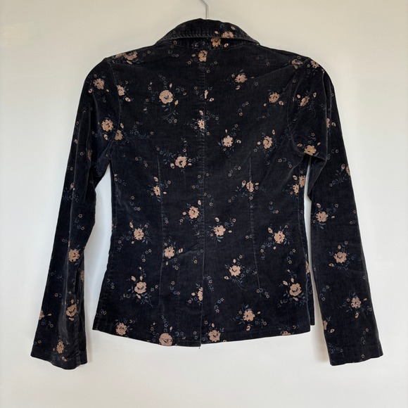 Vintage Women's Small Floral Corduroy Jacket Button Pockets Casual Fall Coat - Picture 11 of 15